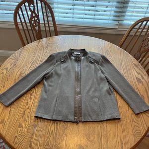 Vintage Women’s St. John Sport Knit Leather Trim Jacket 80’s-90’s Chic L-XL?